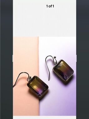 Rectangular Gradient Glass Drop Earrings - Purple and Gold